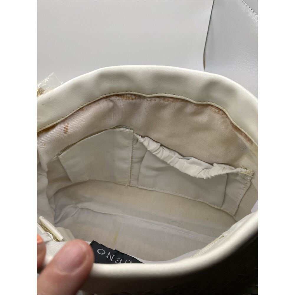 Bueno WhiteFaux Leather Bag Purse Chain Woven Shoulder Strap NWT - Picture 7 of 10